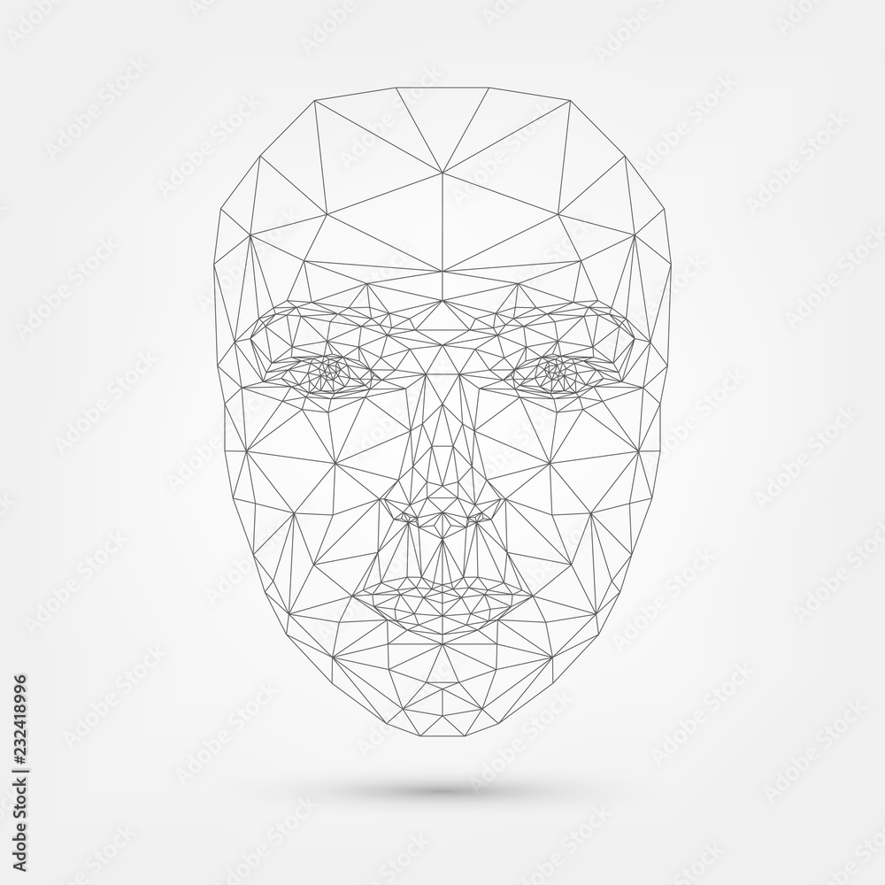 Human face, polygonal mesh, technology - obrazy, fototapety, plakaty 
