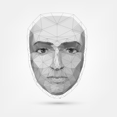 Wall Mural - Human face, polygonal mesh, technology. Robot