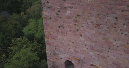 Wall Mural - Aerial View of the Three Castles of Eguisheim, Alsace¬†- Details. Ascending shot