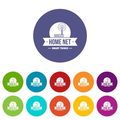 Poster - Home net icons color set vector for any web design on white background