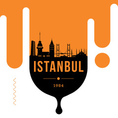 Wall Mural - Istanbul Modern Web Banner Design with Vector Linear Skyline