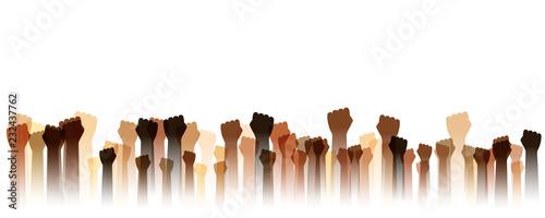 Fotomural Hands up silhouettes, horizontal border