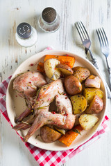 Canvas Print - Baked rabbit with vegetables