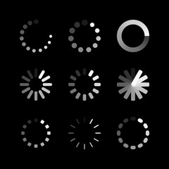 Poster - Loading icon. Circle website buffer loader or preloader. Vector download or upload status icon set. Vector illustration