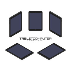Aufkleber - Tablet computer from four sides icon set vector graphic illustration.