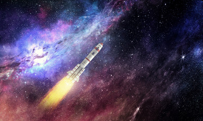 Wall Mural - rocket space ship . mixed media