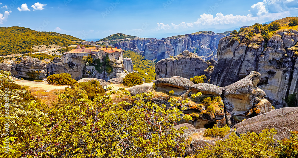Great Monastery of Varlaam on the high rock in Meteora, Meteora ...