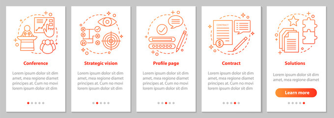 Solutions searching onboarding mobile app page screen with linea