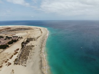 Cape Verde aerial view of the beautiful beaches at Santa Maria beach in Sal Island Cape Verde - Cabo Verde