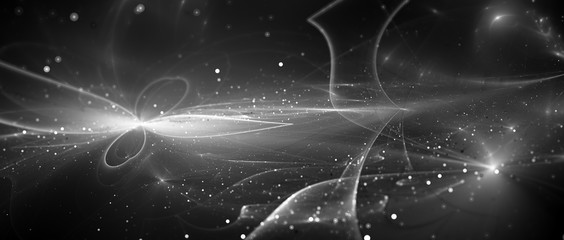 Wall Mural - New futuristic innovative technology with tarjectories and particles black and white