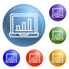 Poster - Finance laptop icons set vector 6 color isolated on white background