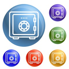 Poster - Money safe icons set vector 6 color isolated on white background