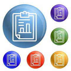 Poster - Finance paper graph icons set vector 6 color isolated on white background