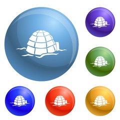 Poster - Igloo icons set vector 6 color isolated on white background