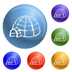 Poster - Alaska igloo icons set vector 6 color isolated on white background