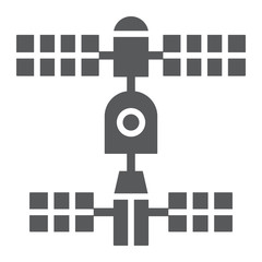 Fototapete - Satellite glyph icon, space and science, connection sign, vector graphics, a solid pattern on a white background.