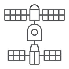 Fototapete - Satellite thin line icon, space and science, connection sign, vector graphics, a linear pattern on a white background.