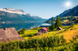 © Andrew Mayovskyy - Sunny summer scene in Lofthus village, Hordaland county, Norway. Great morning view of Hardangerfjord fjord. Beauty of countryside concept background.