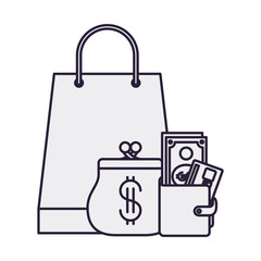 Sticker - shopping bag with wallet