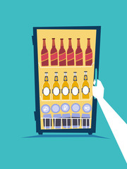 Poster - Hand Refrigerator Beers Illustration