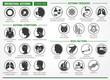 Symptoms of bronchial asthma. Asthma triggers and risk factors. Vector set of icons.