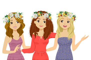 Sticker - Teen Girls Sweden Midsummer Festival Flower Wreath