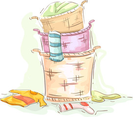 Sticker - Laundry Basket Stack Illustration