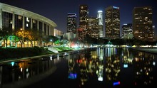 Time Lapse Of Los Angeles Downtown With Famous Sightseeing Landmark Night Lights