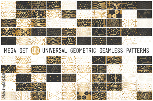 Cuadros en Lienzo 100 Universal gradient golden geometric vector seamless patterns