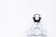 © bubbers - Black sheep doll and White sheep doll isolated on white background with blank for your text.