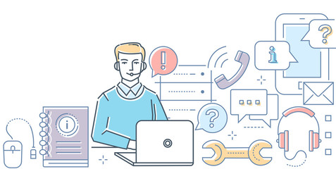 Aufkleber - Technical support - modern line design style vector illustration