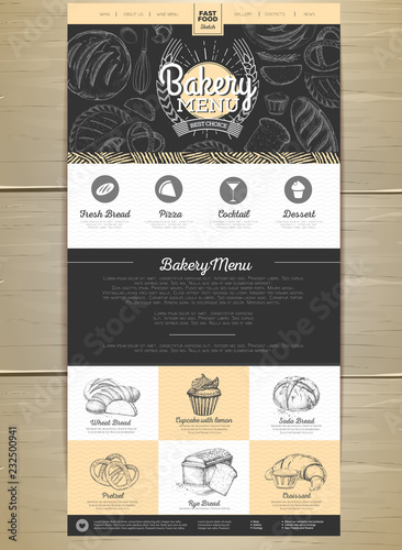 Fotografie, Obraz Bakery menu concept Web site design. Corporate identity.