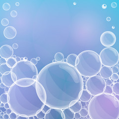 Poster - Floating soap bubbles vector background for any web design