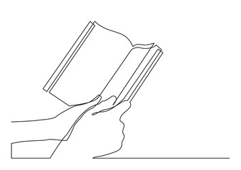 Wall Mural - continuous line drawing of two hands holding book