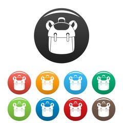 Poster - kid backpack icons set 9 color vector isolated on white for any design