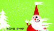 canvas print picture - Weihnachtsgruß mit grafisch dargestelltem Weihnachtsmann im Schneesturm