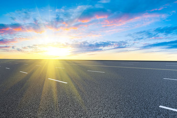 Sky Highway Asphalt Road and beautiful sky sunset scenery