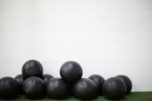 Group Of Wall Balls For Exercises In A Fitness Club Or Gym