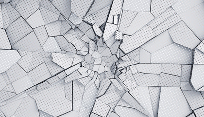 Poster - Abstract 3d rendering of cracked surface. Modern background design, wall destruction