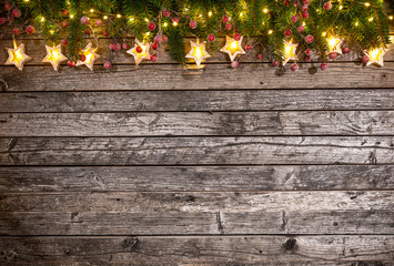 christmas decoration on wooden background