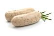Original Munich White Sausage with herbs, isolated on a white background. Close-up.