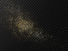 Glitter Dust. Gold Glitter Powder Explosion. Star Dust Background. Golden Particles Splash Or Shimmer Burst. Bright Sparkles. Vector Illustration