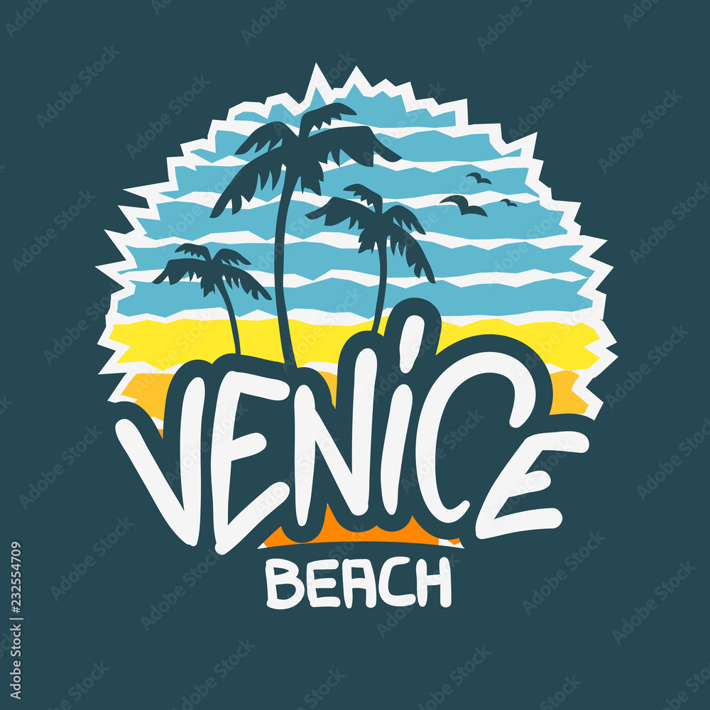 Venice Beach Los Angeles California Label Sign Logo Hand Drawn Lettering  Modern Calligraphy for t shirt or sticker Vector Image Stock Vector | Adobe  Stock, image size:1000x1000