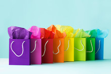 Row Of Colorful Shopping Bags