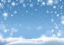 Christmas Background Design Of Snow Falling Winter Season Vector Illustration