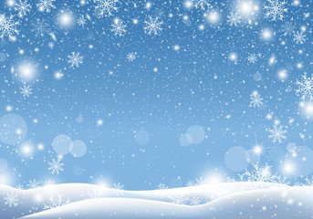 Wall Mural - Christmas background design of snow falling winter season vector illustration