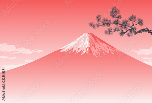赤富士と松 年賀ハガキテンプレート Stock Vector Adobe Stock 赤富士と松 年賀ハガキテンプレート Stock Vector Adobe Stock