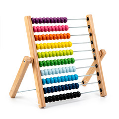 Wooden child toy abacus isolated on white background