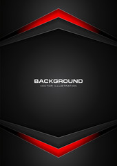 Poster - Abstract red and black color gradient contrast tech arrows background. Vector illustration corporate design