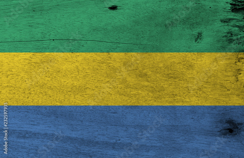 Fotografie, Obraz Flag of Gabon on wooden plate background